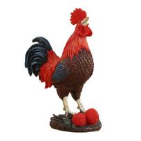 Crowing Rooster Figurine Chinese Style Cock Resin Statue Farm Animal Sculpture Home Office Desktop black