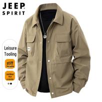 JEEP SPIRIT Men's Autumn/Winter Casual Lapel Workwear Jacket XL chaki