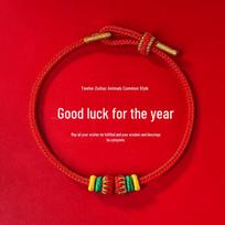2026 Žirgo/Žiurkės/Jaučio/Triušio Metų Raudonos Virvelės Apyrankė Vyrams ir Moterims - Džiugi Tai Sui Pintas Laidas Horse Tai Sui Bracelet red