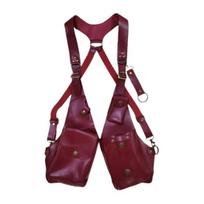 Sling Bag Anti-Theft Harness Bag Medieval Steampunk Style Wallet Smooth Faux Leather Adjustable raudona