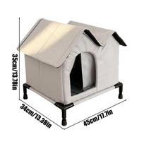 Cat House For Outside Insulated Winter Animal Tent Bed Outdoor Cat Shelter Weatherproof With Raised Floor For Yard Garden Porch M pilka spalva