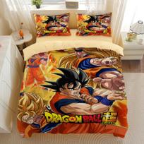 Japonų Anime Dragon Ball Patalynės Komplektas Goku Super Saiyan Antklodės Užvalkalas Pagalvės Užvalkalas 2/3 vnt. 3D Spaudiniai Paaugliams Antklodės Užvalkalas EU Single(135*200cm)3pcs black