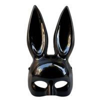 Helovino Triušio Kaukė Ilgomis Ausimis Triušio Pusiau Kaukė Gimtadieniui Velykoms Helovino Maskarado Cosplay Vakarėlio Kostiumo Aksesuaras juoda