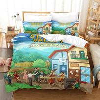 Stardew Valley Bed Linen Collection Single Size Single Size Full Queen Dimension King Size Size Bed Collection Adult Kid Bedroom Duvetcover Sets EU Single 135x200cm blue