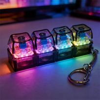LED šviečiantis raktų pakabukas Klaviatūra Spaudžiamas mygtukas Fidget žaislas Streso ir nerimo malšinimui Nešiojamas stalo aksesuaras Biuro dekoras Dovana juoda