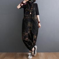 Moteriškas margintas džinsinis „Dungarees“ kombinezonas Baggy džinsai kelnės kelnės kombinezonai laisvalaikio laisvi vintage plius dydis L black
