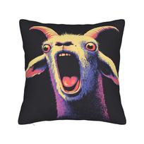 Screaming Goat Funny Meme Pillow Cover Funny Pillow Case For Sofa Home Decor Comfy Pillowcases Gift Peach skin 18*18(CM)-1Pcs beige