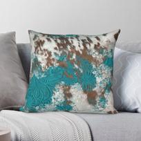 Teal Tooled Horsehair Cowhide Square Pillowcase Polyester Linen Velvet Printed Zip Decor Pillow Case Room Cushion Cover 40X40CM blue