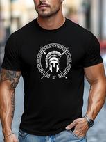 Spartan Helmet Unisexs Cotton TShirt Athletic Casual Black White Greek Warrior Graphic Tee Gym Muscle Fit Streetwear S gray