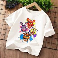 Cartoon Five Nights At Freddys Kids T-shirts FNAF Graphic T-shirt Children Casual Sports Tops Short Sleeves Kids Clothing 150cm white