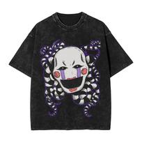FNAF At Freddys The Puppet Marionette Graphic Print T-Shirt Streetwear Fashion Top Vintage Washed Cotton Men Women Short Sleeve S įvairiaspalvis