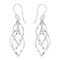Earrings - LOLA VAN DER KEEN - Felicite - Rhodium-plated solid 925 silver - Triple mobile ellipses - Hook white