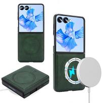 Samsung Z Flip7 Belaidžio įkrovimo telefono dėklas su magnetiniu trijų dalių kortelių laikikliu, odos lipduku, aksominiu vidumi, 6 lygių apsauga. Samsung Z Flip5 blue