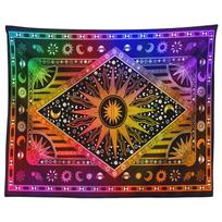 Indian Tarot Divination Mandala Tapestry Hippie Tapestry Bedroom Living Room Backdrop Decor Bohemian Home Decor Aesthetic Tapiz 75x75cm blue