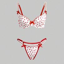 Pure desire sexy triangle bikini split strap three-point love gathering erotic underwear set S white