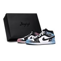 Jordan Air Jordan 1 Mid top Vintage Basketball Shoes Unisex Blue DQ8426-001(Team80-S-BOX) 37.5