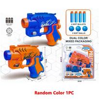2-in-1 Soft Bullet Toy Gun Dual Foam Dart & Ball plastic Launcher Parent-child & friends Interactive Game Safe Gift for kids blue