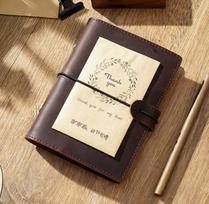 AIGUONIU Vintage Leather Binder Handmade A5 Daily Planner Journal Sketchbook Loose-leaf Notebook for Drawing Stationery Rings (Coffee,96&A7) kava
