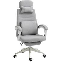Office Chair, Ergonomic Desk Chair with Headrest Pillow, Lumbar Cushion, Height-Adjustable Gaming Chair with Footrest, High Backrest, Grey 62 x 68 x 117 cm