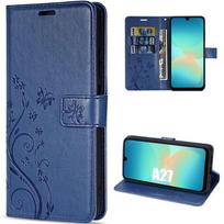Case for Samsung Galaxy A27 5G, Anti-Scratch Protection Synthetic Leather Navy Blue Plant Pattern mėlyna