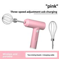 Electric Hand Mixer With Rechargeable Battery For Baking And Whipping Cream rožinė
