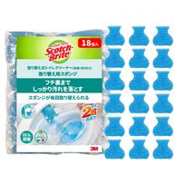 3M Scotch-Brite Toilet Cleaning Disposable Sponge T-557-18RF with 18 Replacement Sponges Stain-Resistant Detergent Bathroom Cleaner blue