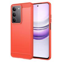 Dėklas Realme C75 Dėklas Realme C75x C55 C53 C51 C35 C33 C30 C61 C63 C65 C67 C75 Dangtelis Anglies pluošto smūgiams atsparus silikoninis bamperis For Realme C75 raudona