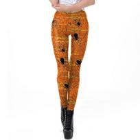 Halloween Pants Fashion Printed Stretch Leggings Pumpkin Head Skull Rack Digital Printed Small Foot Leggings S brown