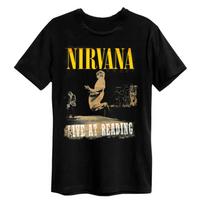 Nirvana Live At Reading T-Shirt Men's and Women's Short Sleeve American Retro Metal Band Tops Brand T-shirt Men Sports Shirt S black