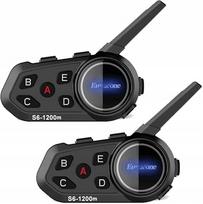 Bluetooth racija Eurofone S6 motociklo šalmui, 2 vnt., FM, GPS, 1200 m, atspari vandeniui