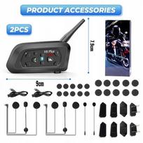 Motociklininkų Bluetooth racijos V6 Plus, atsparios vandeniui, 1500 m, 2 vnt.