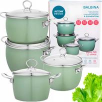 Emaliuotų puodų rinkinys Altom Design Sage Balbina, 8 dalių, tinka indukcinei ir dujinei viryklei