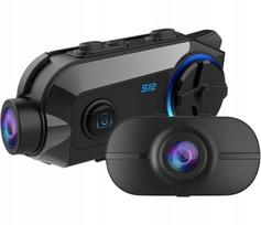 Motociklo interkomas su 2 kameromis (2K + FHD), SONY, WiFi, Bluetooth