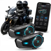 Motociklo šalmo racija, „Bluetooth 5.4“, 1,6 km, IPX7, ANC, 2 vnt.