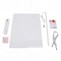 Akrilinė rašymo lenta su stovu, 7 spalvų LED apšvietimas, USB maitinimas, 4X