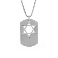 Hexagram Tag Stainless Steel Pendant Necklace Chain Length 60cm sidabras