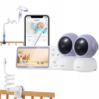 Vaizdo kūdikio stebėjimo kamera su WiFi, 2 kameromis ir garso funkcija, su pasukimo galimybe