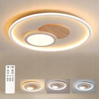 LED lubų šviestuvas, reguliuojamas, su nuotoliniu valdymu, apvalus, medžio imitacija, modernus