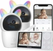 Vaizdo kūdikių stebėjimo sistema CZEview, 2 kameros, 2K raiška, baltos, Wi-Fi, su monitoriumi
