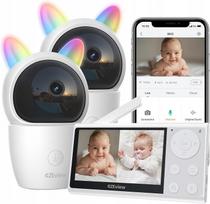 Vaikiška elektroninė auklė CZEVIEW BM2 su naktiniu matymu, 2 kamerų rinkinys, 4,3" ekranas, Wi-Fi