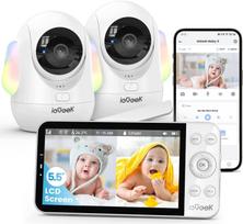 Vaizdo kūdikio stebėjimo kamera su 2 kameromis, 4MP, 5,5" LCD, WiFi 2,4/5GHz, 360°, 4000mAh, PTZ