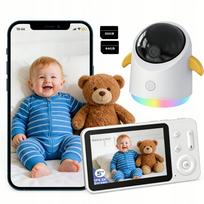 Vaizdo kūdikio stebėjimo kamera 2K, WiFi, 5", su sukiojama objektyvu ir 4x priartinimu, su kortelės palaikymu