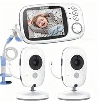 Vaizdo kūdikių stebėjimo kamera su 3,2" LCD ekranu, 2 kameromis ir laikikliu