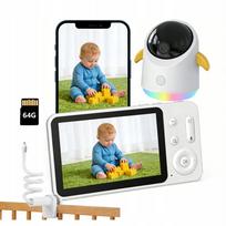 Vaikiška WiFi kamera NANNY HOME su 360° pasukama spalvota naktine lempa ir 64GB kortele