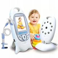 Vaizdo kūdikio stebėjimo kamera su LCD ekranu, termometru ir laikikliu, naktinis režimas