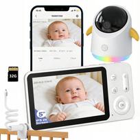 Vaikiška vaizdo auklė NANNY HOME su WiFi, besisukanti RGB naktinė lempa, 64GB atminties kortelė