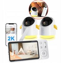 Vaizdo kūdikių stebėjimo kamera su WiFi, 2K raiška, 2 sukamos kameros, 5" LCD, dvipusis garsas