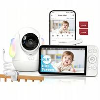 Vaizdo kūdikio stebėjimo kamera su WiFi, 4 MP, 5,5" LCD, pasukama, 4x priartinimas, su laikikliu