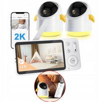 Vaizdo kūdikio stebėjimo kamera 2K, 2 kameros, WiFi, sukinėjama, 5" LCD, naktinis matymas
