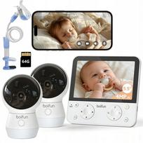 Vaizdo kūdikio stebėjimo monitorius 5,5" su dviem 360° PTZ kameromis ir padalytu ekranu